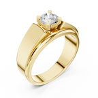 0.75 CT Round Diamond Two-Tone Textured Solitaire Men's Ring