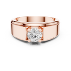 0.75 CT Round Diamond Two-Tone Textured Solitaire Men's Ring