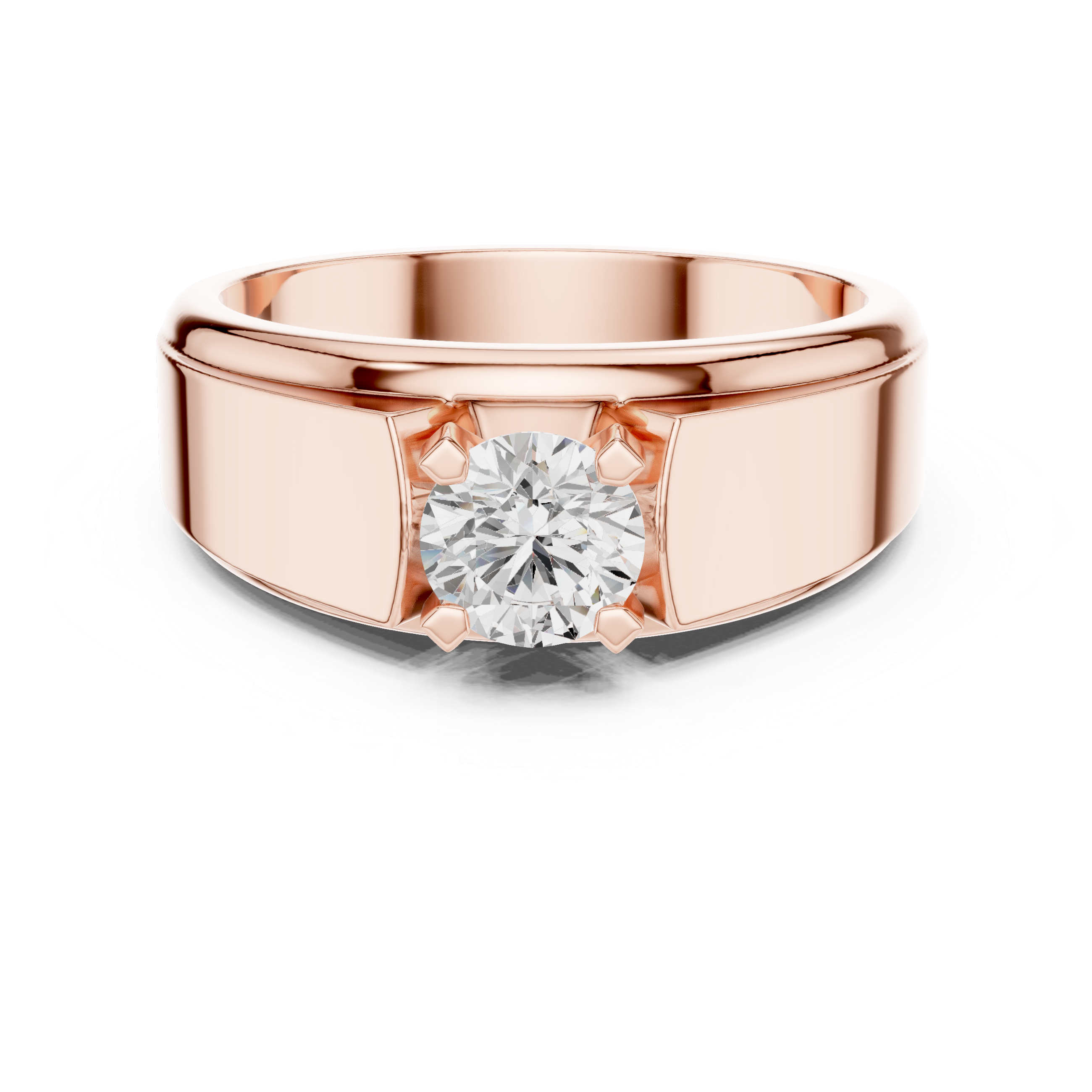 0.75 CT Round Diamond Two-Tone Textured Solitaire Men's Ring