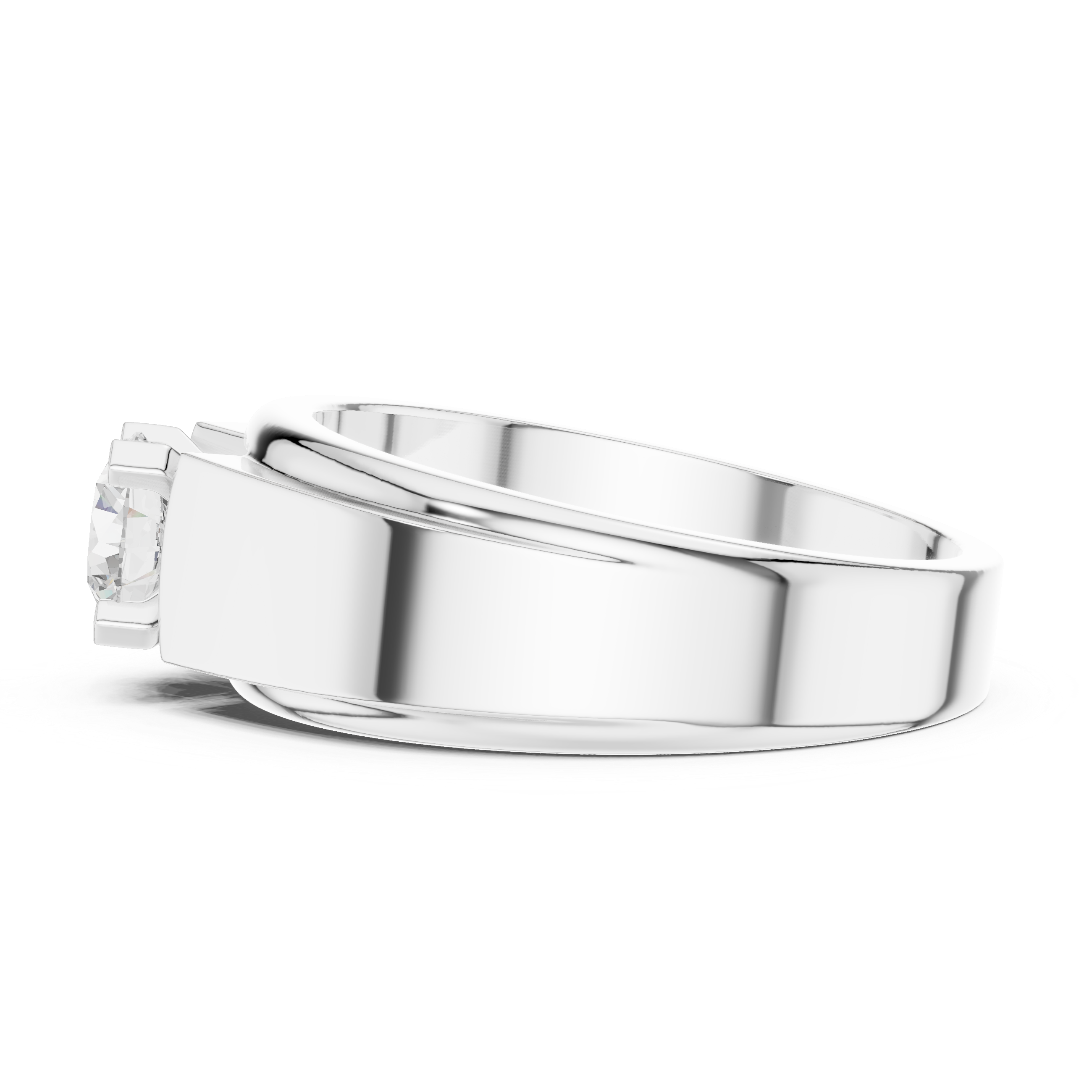 0.75 CT Round Diamond Two-Tone Textured Solitaire Men's Ring