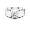 0.75 CT Round Diamond Two-Tone Textured Solitaire Men's Ring