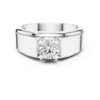 0.75 CT Round Diamond Two-Tone Textured Solitaire Men's Ring
