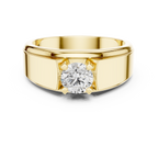 0.75 CT Round Diamond Two-Tone Textured Solitaire Men's Ring