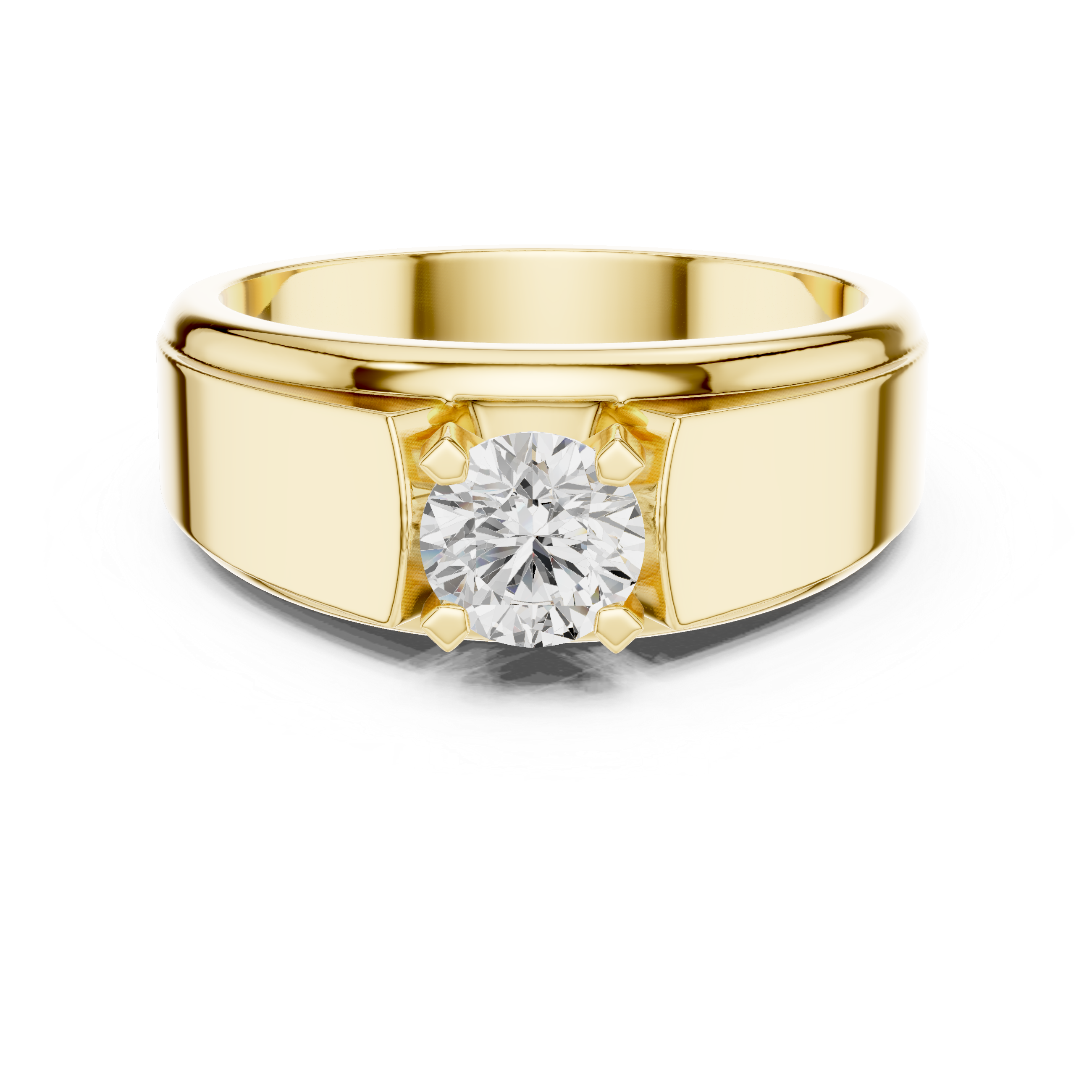 0.75 CT Round Diamond Two-Tone Textured Solitaire Men's Ring