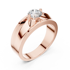 0.75 CT Round Diamond Two-Tone Brushed Men's Ring