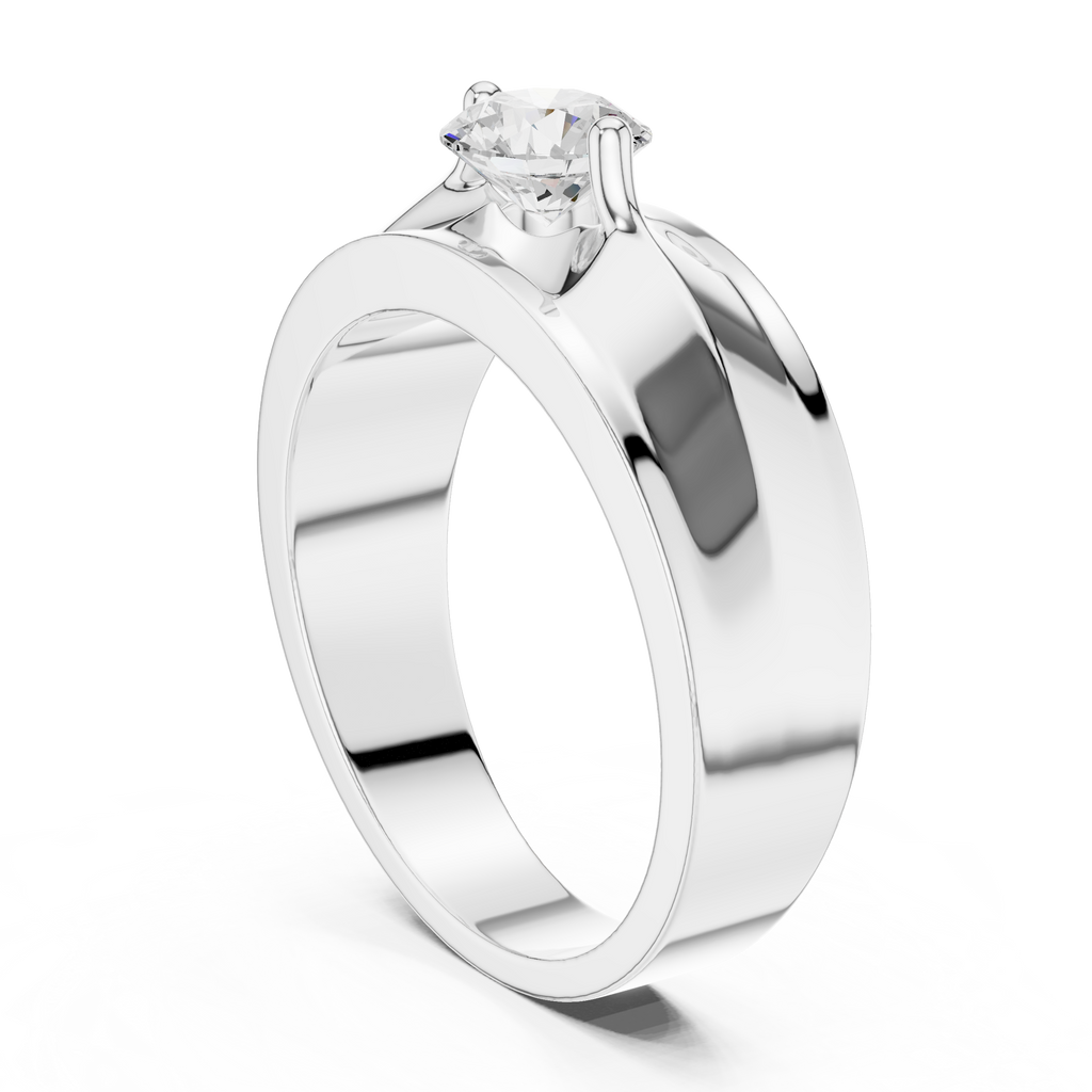 0.75 CT Round Diamond Two-Tone Brushed Men's Ring