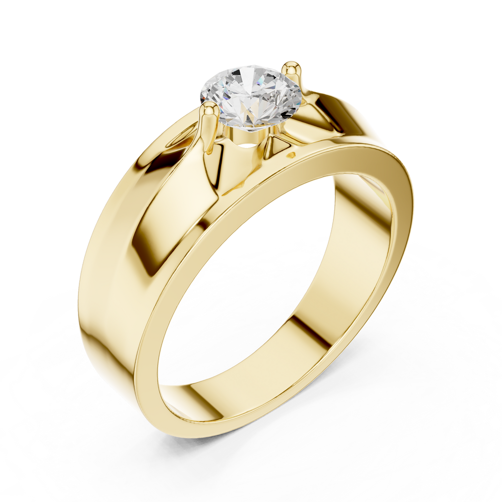 0.75 CT Round Diamond Two-Tone Brushed Men's Ring