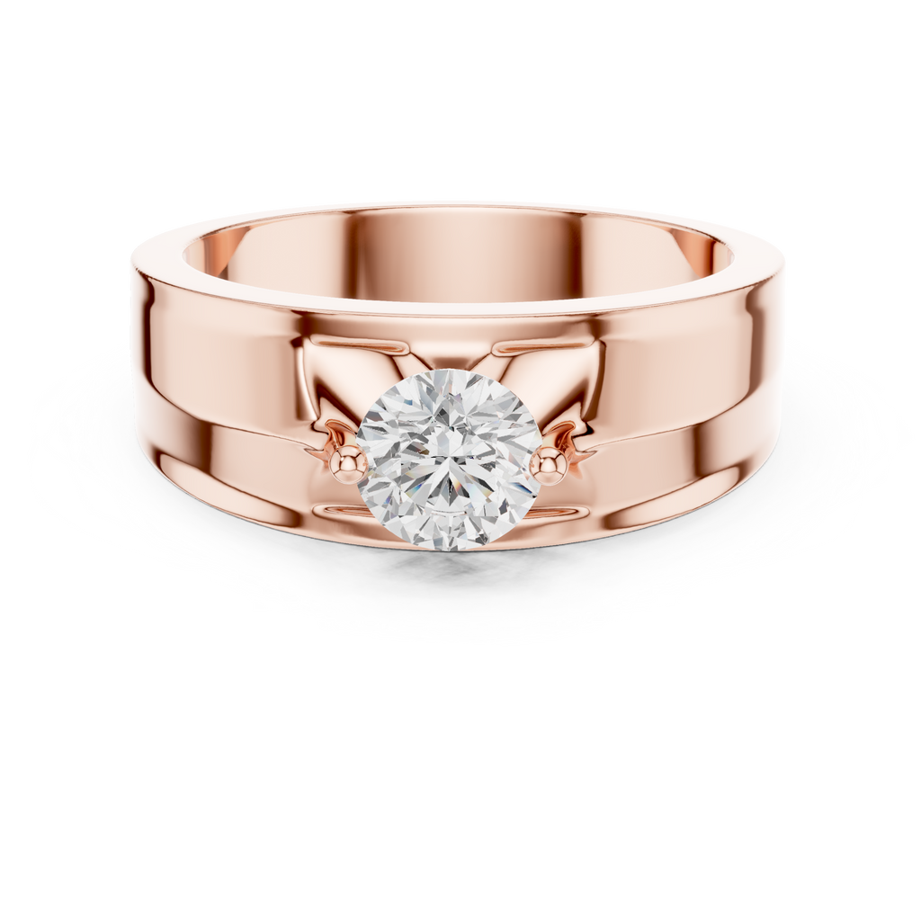 0.75 CT Round Diamond Two-Tone Brushed Men's Ring