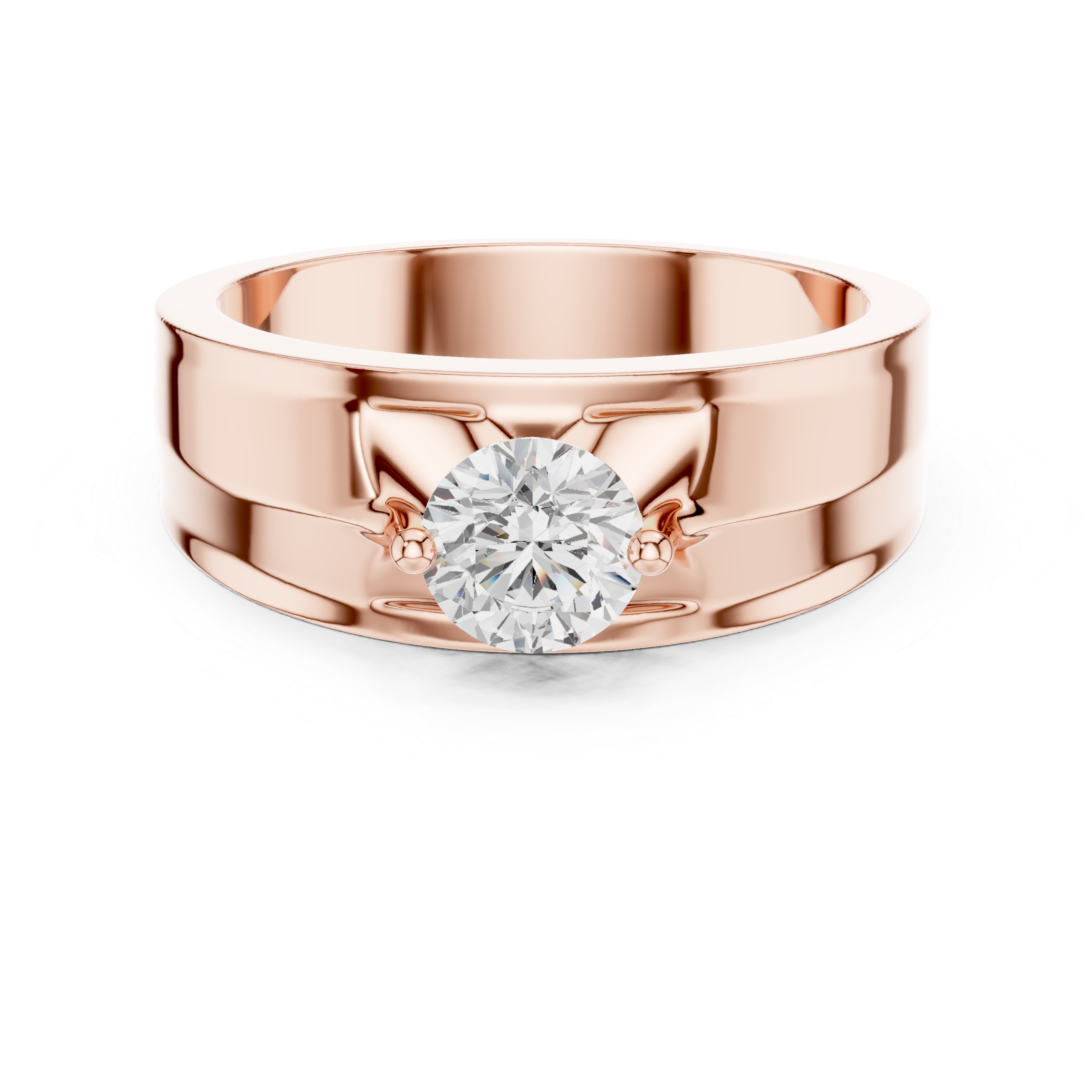 0.75 CT Round Diamond Two-Tone Brushed Men's Ring