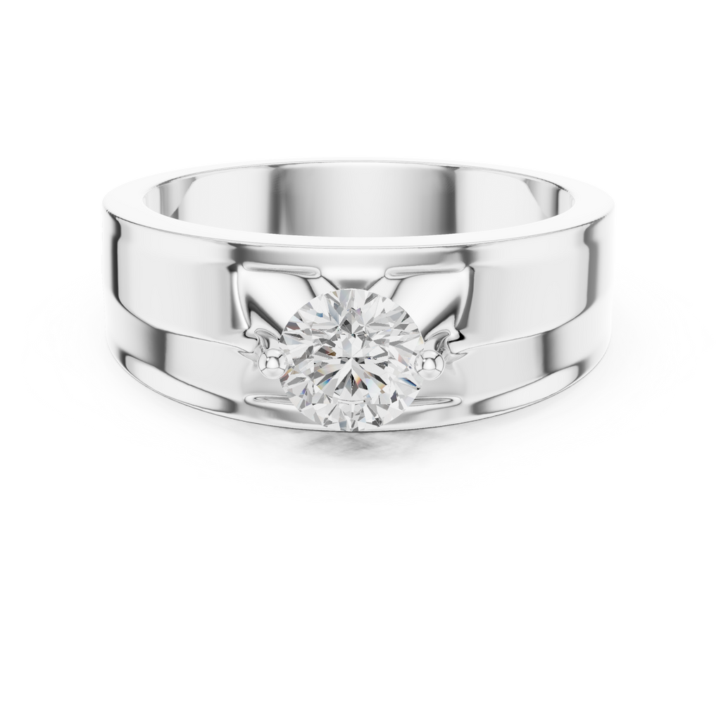 0.75 CT Round Diamond Two-Tone Brushed Men's Ring