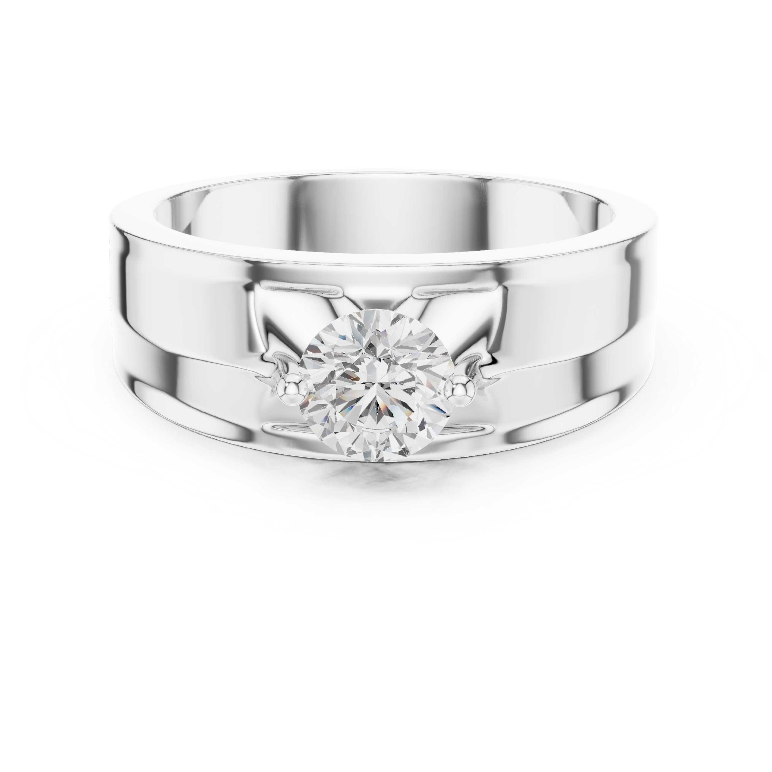 0.75 CT Round Diamond Two-Tone Brushed Men's Ring