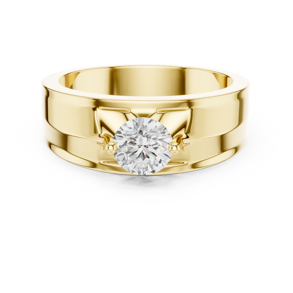 0.75 CT Round Diamond Two-Tone Brushed Men's Ring