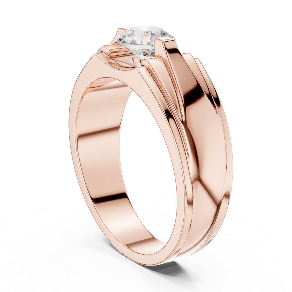 0.75 CT Round Diamond Two-Tone Men's Solitaire Ring