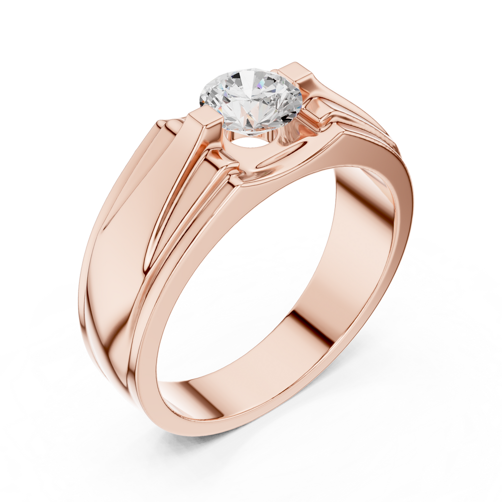 0.75 CT Round Diamond Two-Tone Men's Solitaire Ring