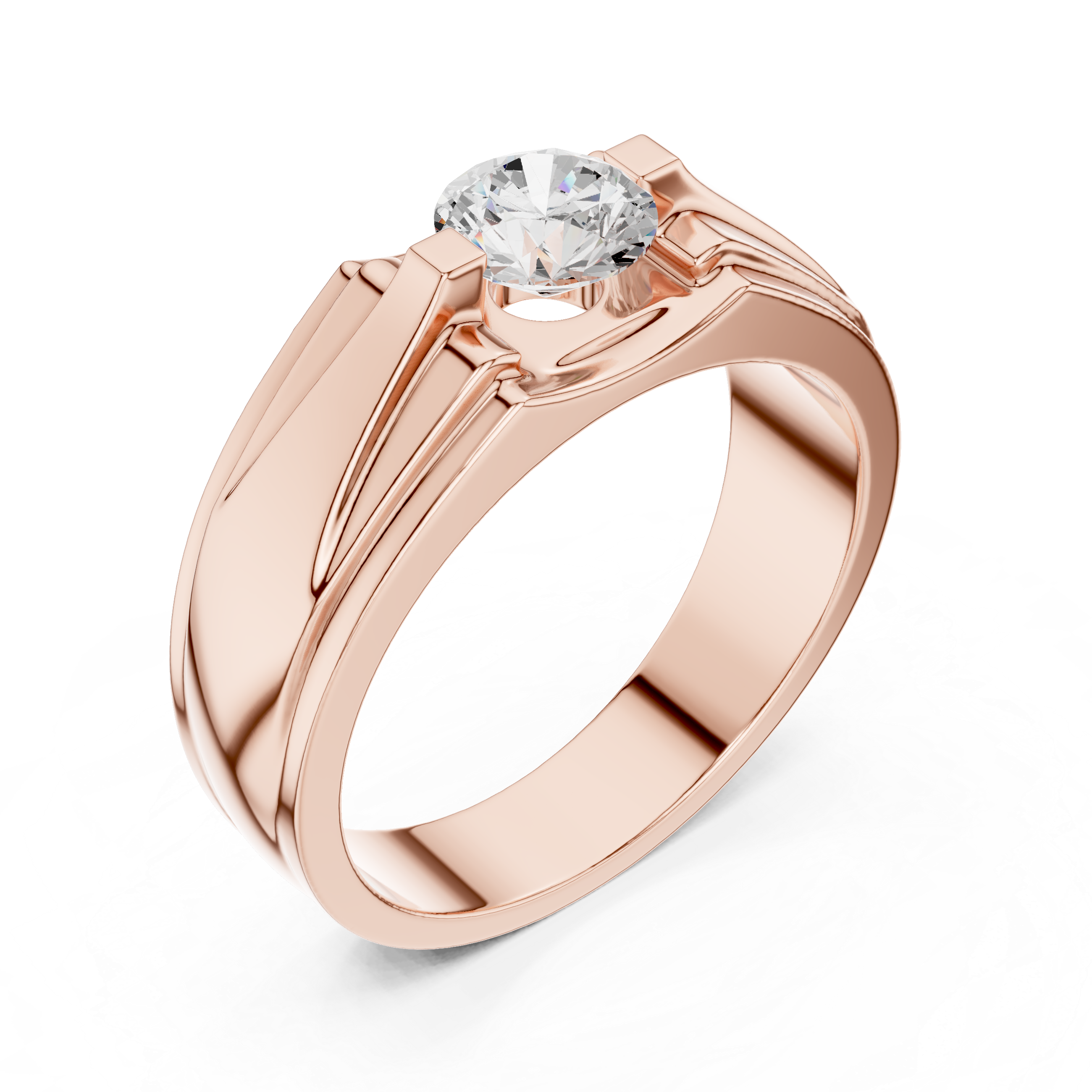0.75 CT Round Diamond Two-Tone Men's Solitaire Ring