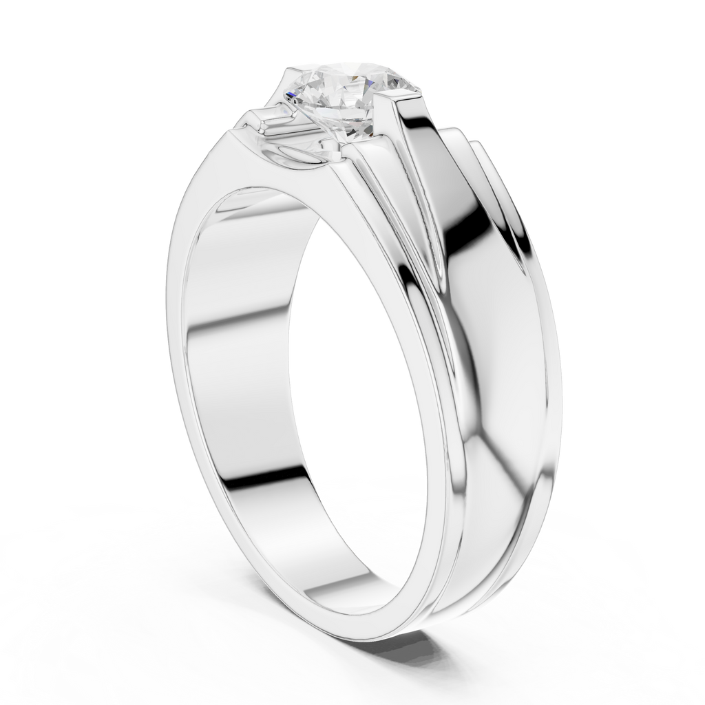 0.75 CT Round Diamond Two-Tone Men's Solitaire Ring
