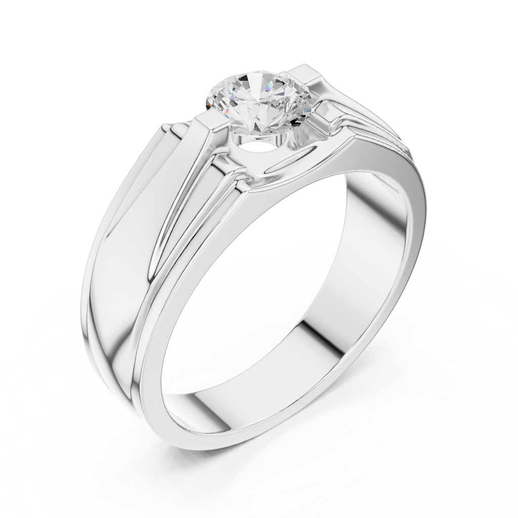 0.75 CT Round Diamond Two-Tone Men's Solitaire Ring