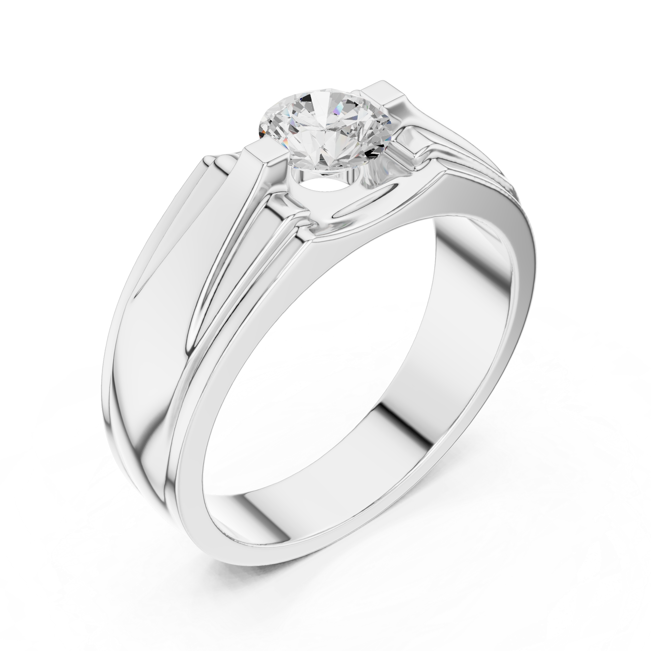 0.75 CT Round Diamond Two-Tone Men's Solitaire Ring