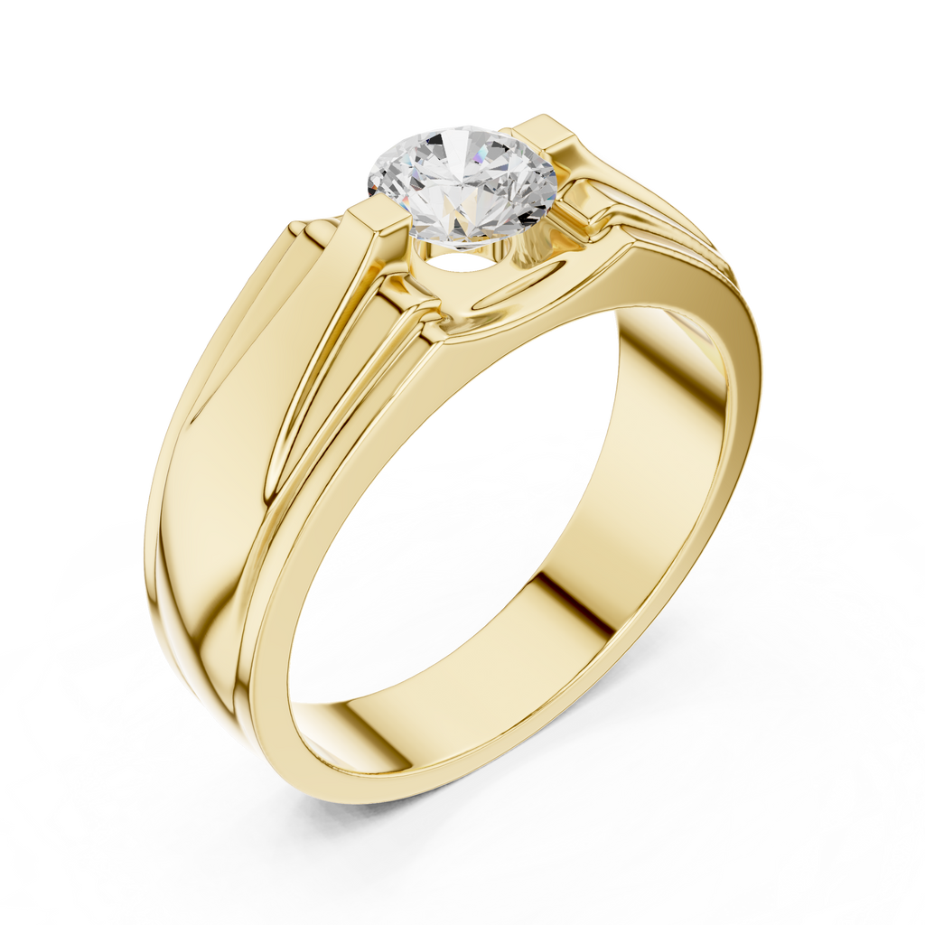 0.75 CT Round Diamond Two-Tone Men's Solitaire Ring