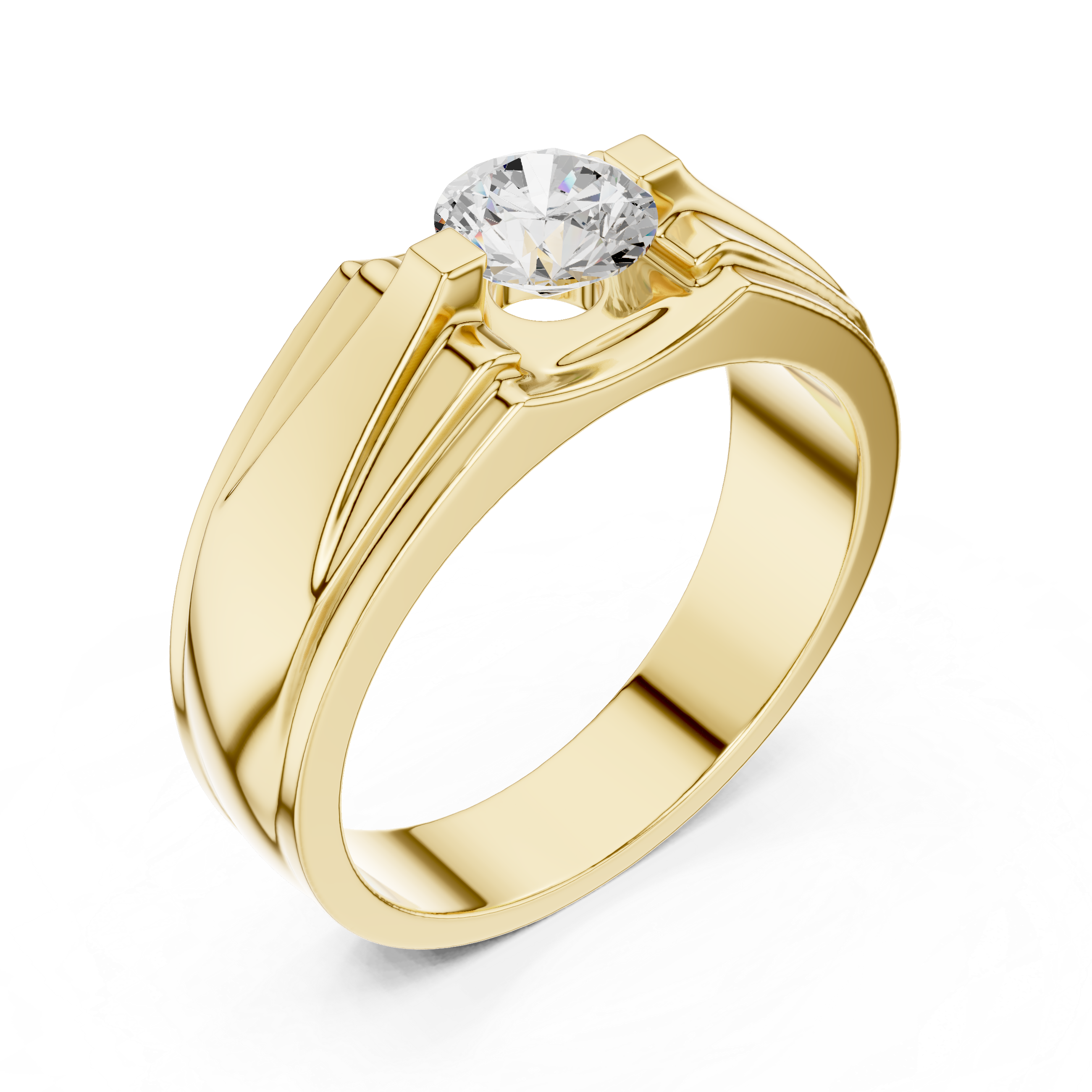 0.75 CT Round Diamond Two-Tone Men's Solitaire Ring