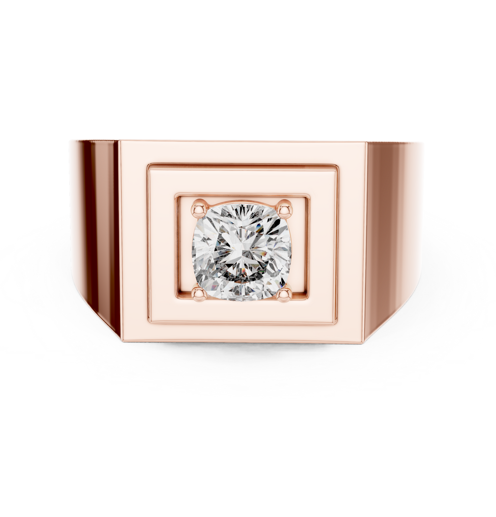 0.85 CT Cushion Cut Diamond Men's Signet Ring