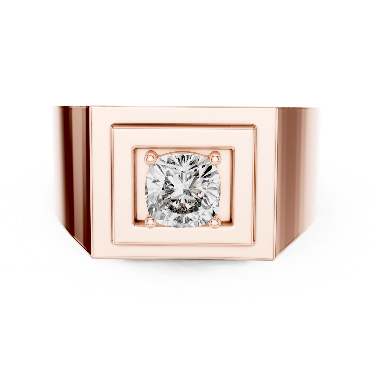 Cushion Cut Diamond Men's Signet Ring – view 5 of 12, lab grown diamond ring | Jewelix Atelier