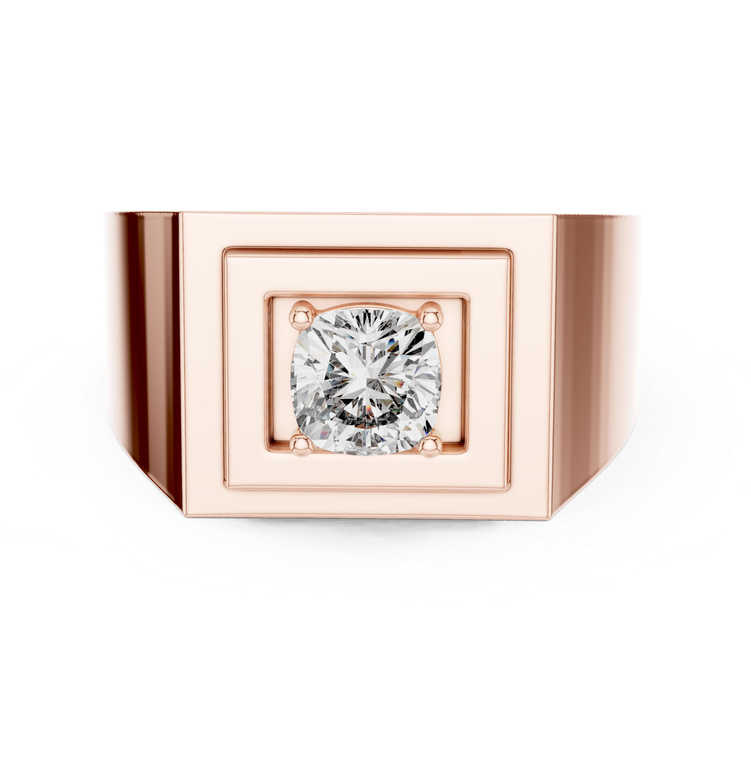 0.85 CT Cushion Cut Diamond Men's Signet Ring