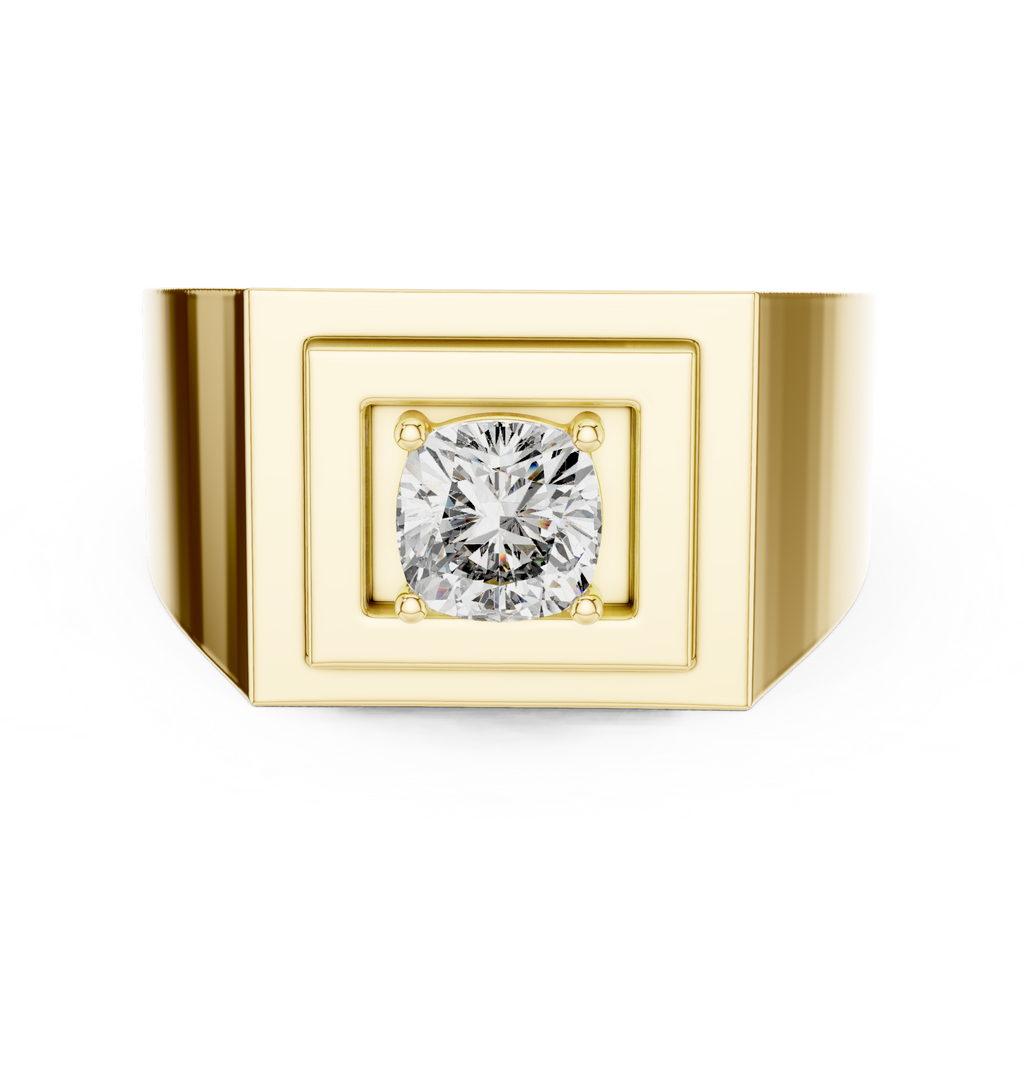 0.85 CT Cushion Cut Diamond Men's Signet Ring