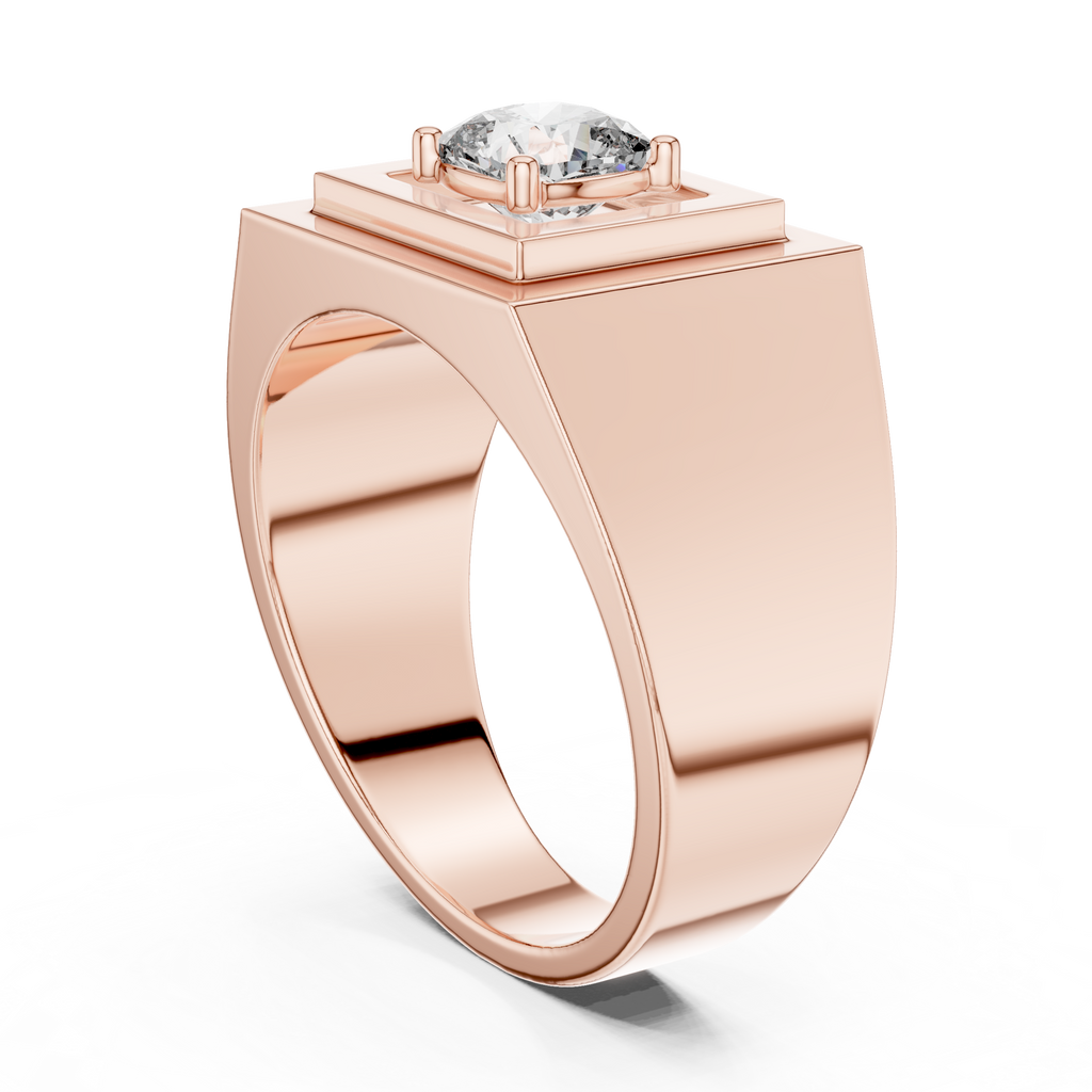 0.85 CT Cushion Cut Diamond Men's Signet Ring