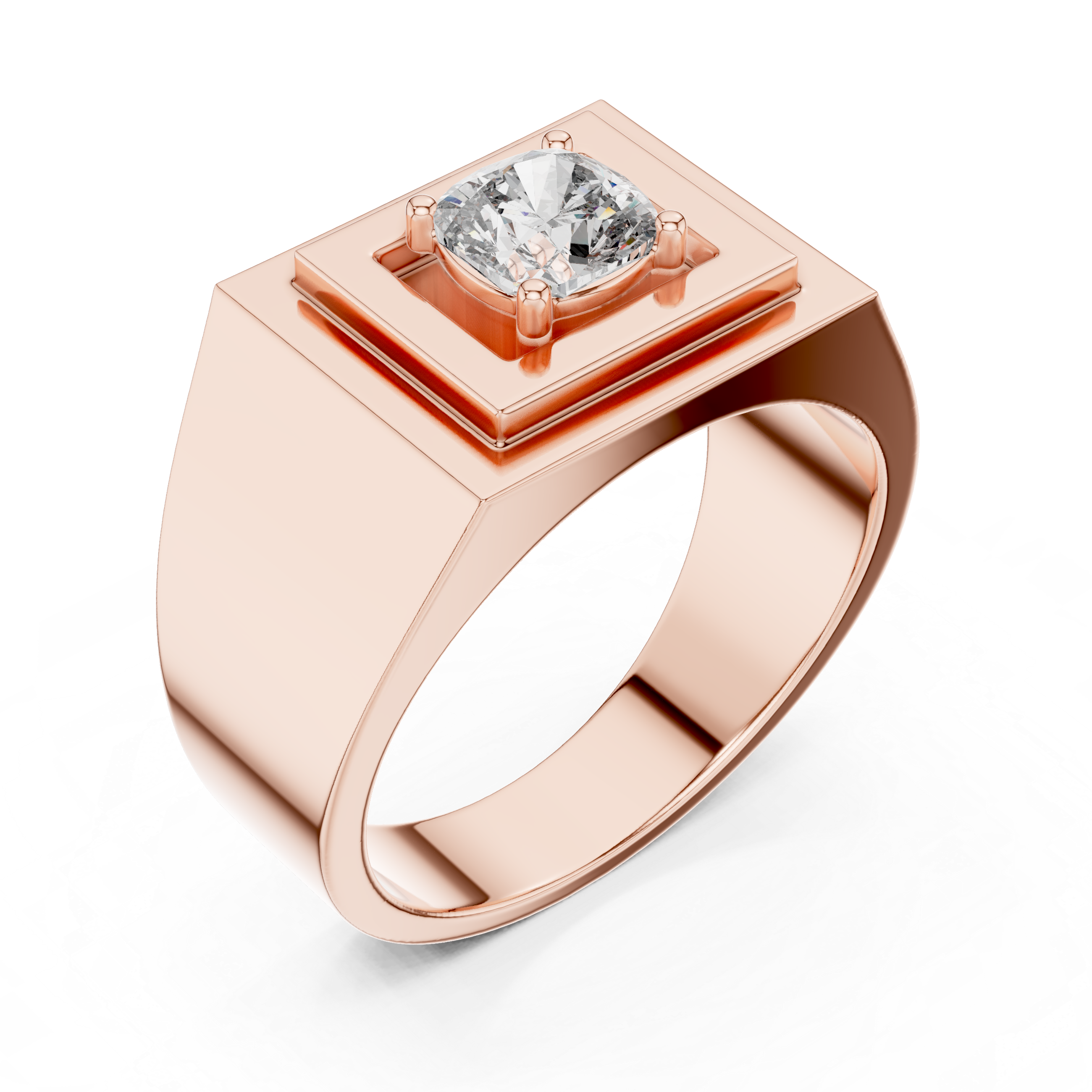 0.85 CT Cushion Cut Diamond Men's Signet Ring