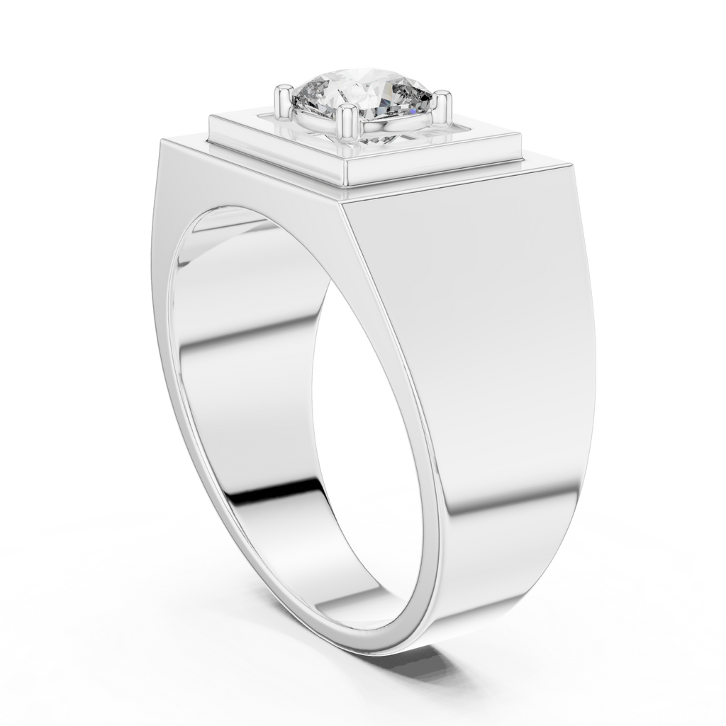 0.85 CT Cushion Cut Diamond Men's Signet Ring