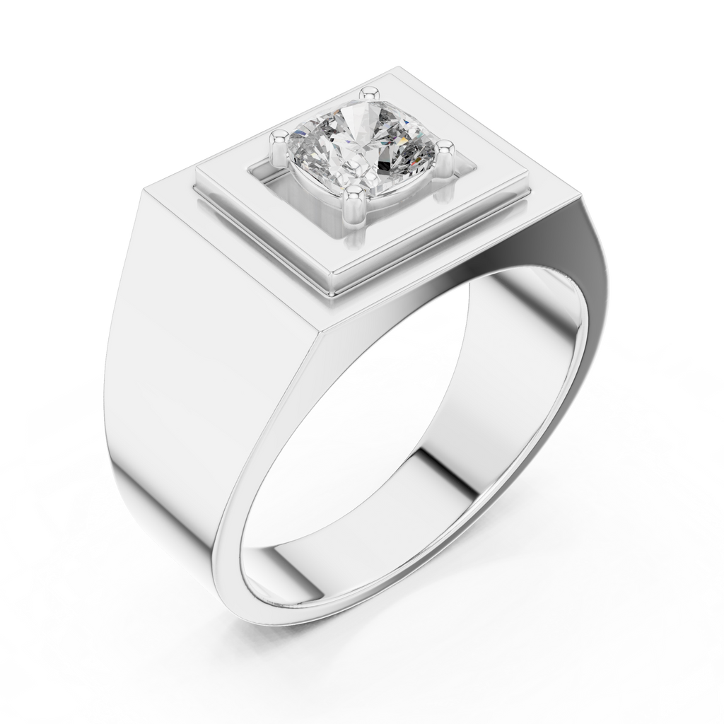 0.85 CT Cushion Cut Diamond Men's Signet Ring