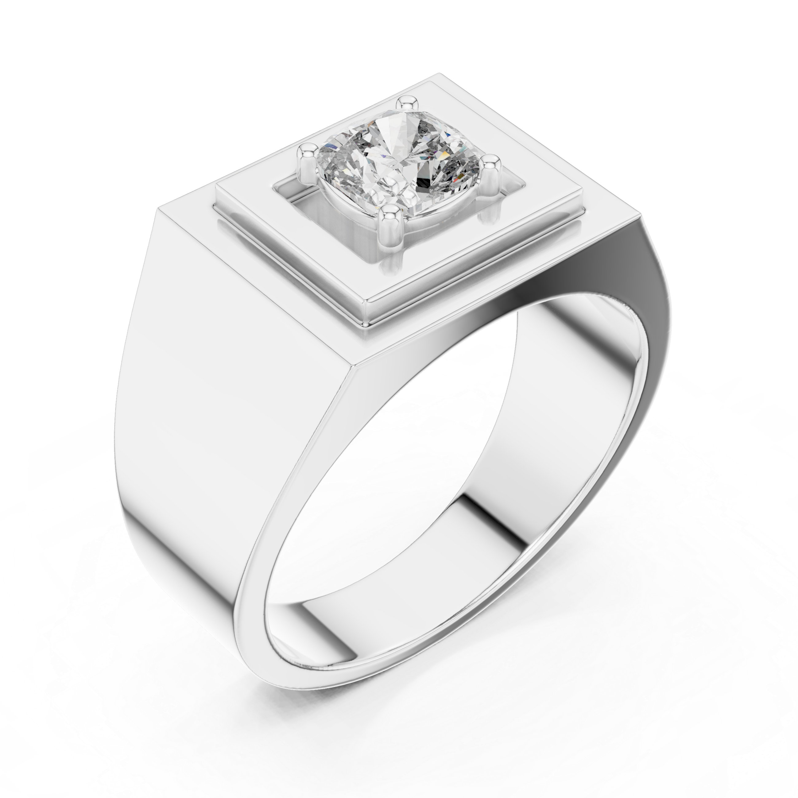 0.85 CT Cushion Cut Diamond Men's Signet Ring