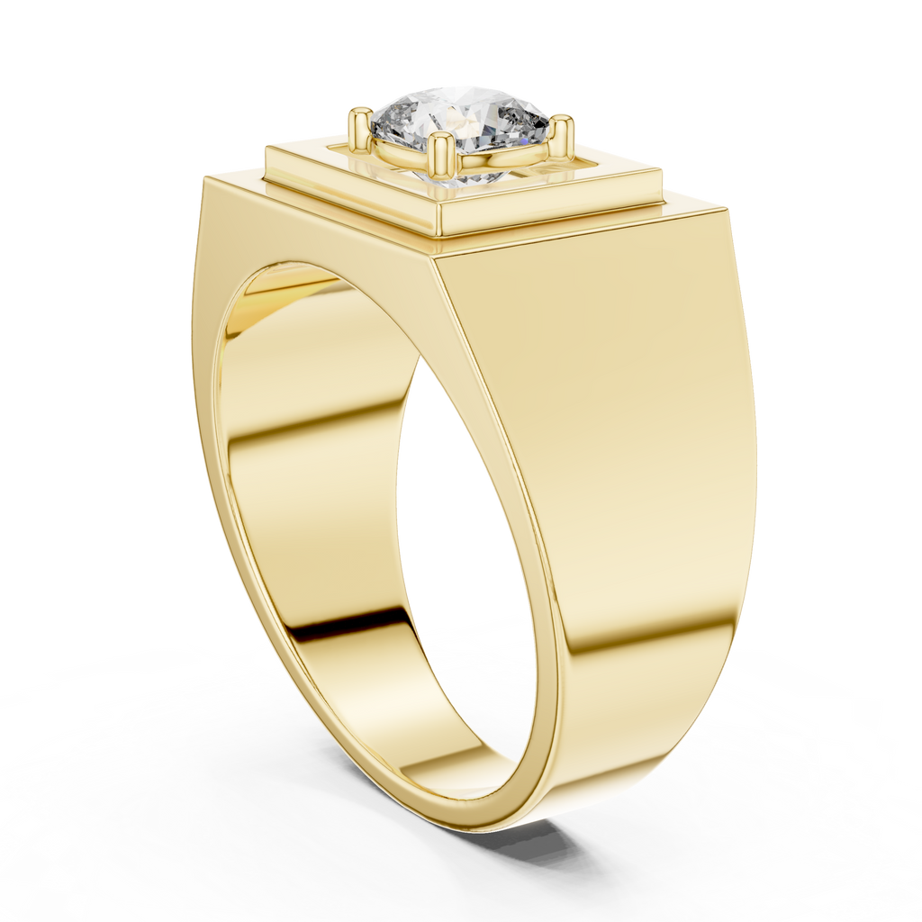 0.85 CT Cushion Cut Diamond Men's Signet Ring