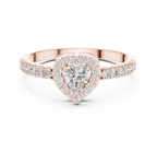 0.52 CT Heart Cut Diamond Halo Pavé Engagement Ring