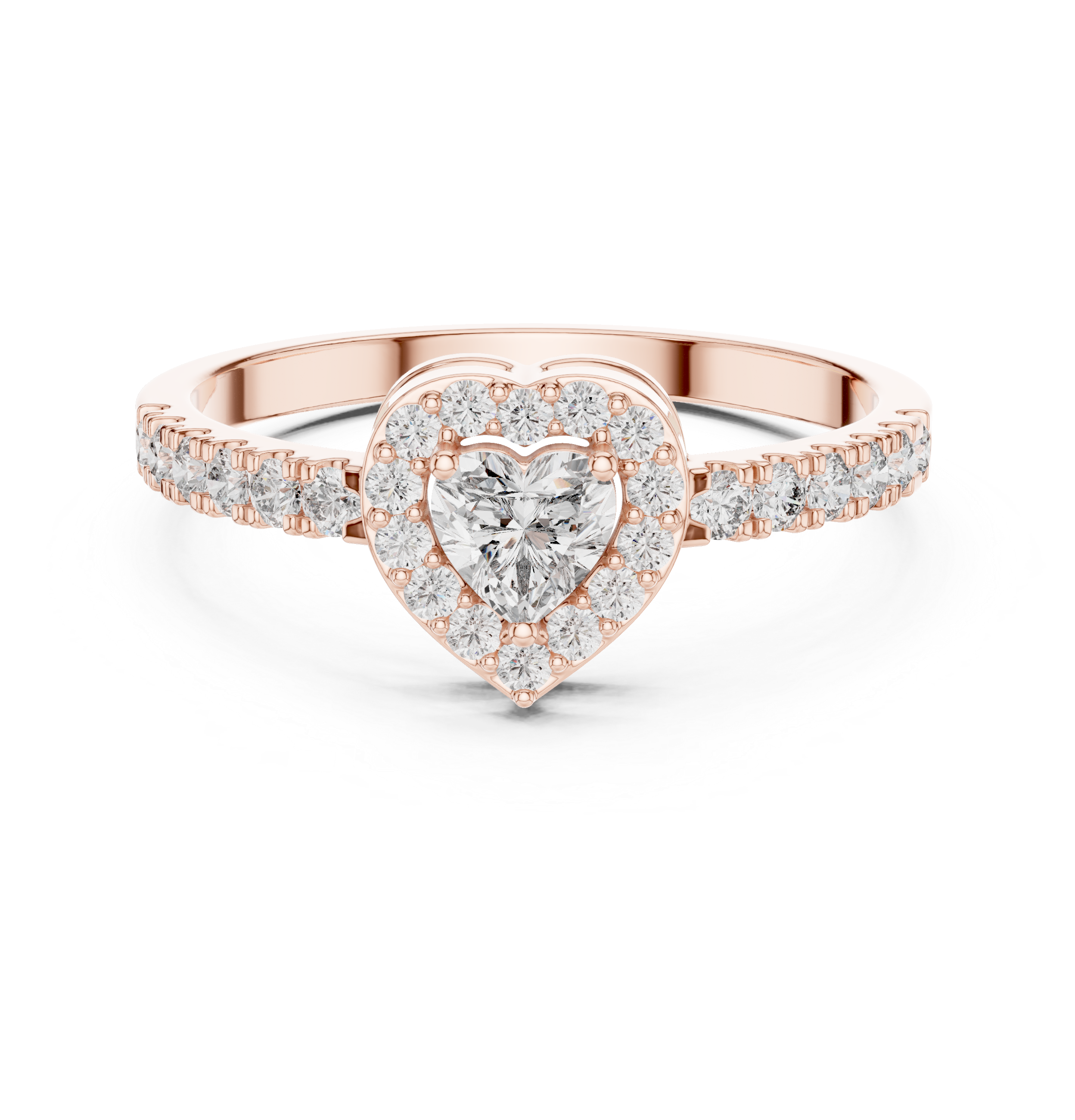 0.52 CT Heart Cut Diamond Halo Pavé Engagement Ring