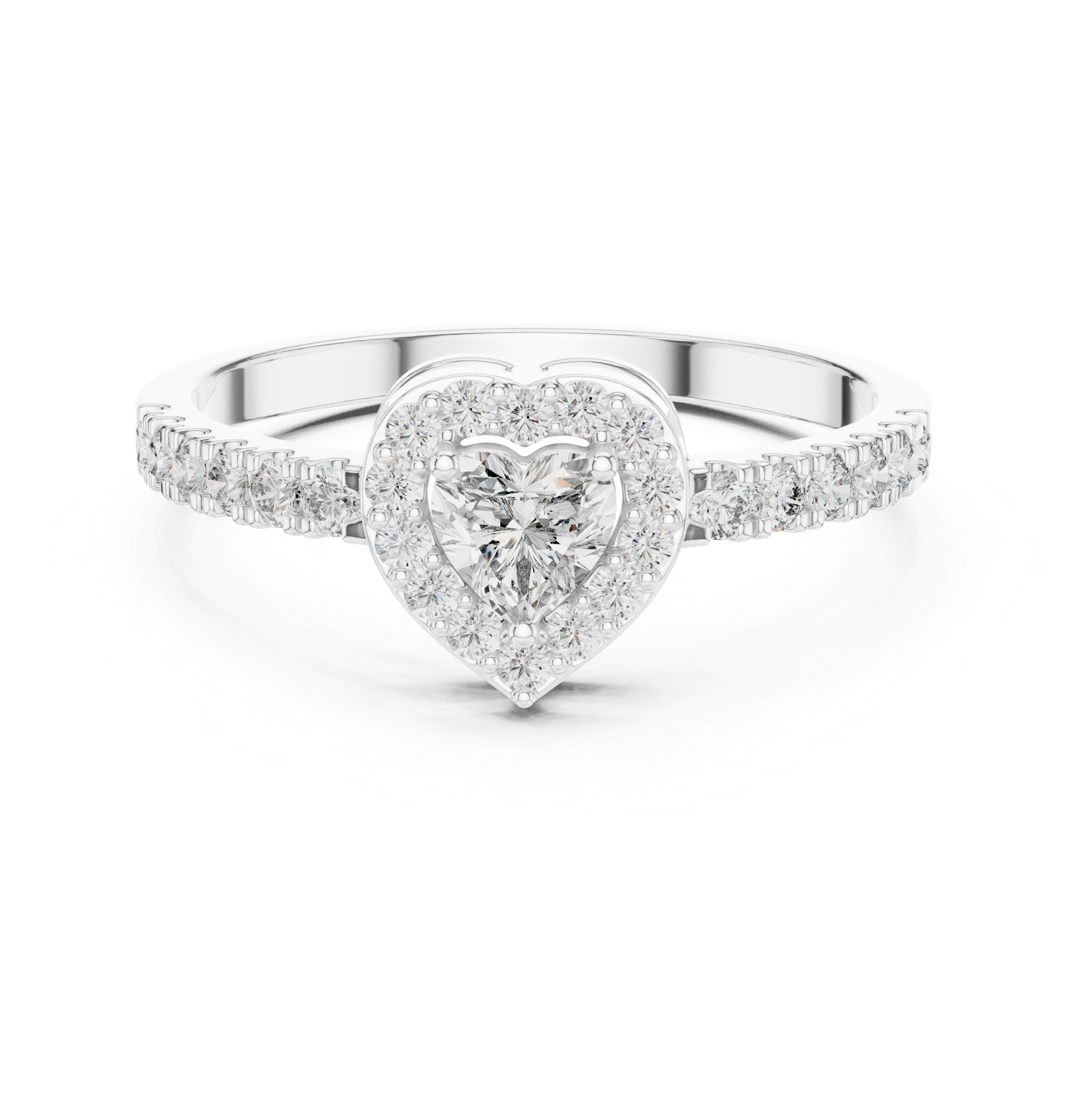 0.52 CT Heart Cut Diamond Halo Pavé Engagement Ring