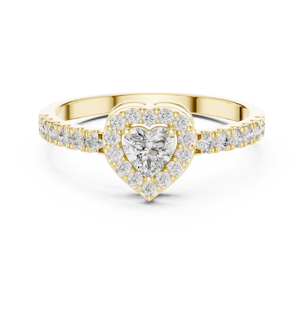 0.52 CT Heart Cut Diamond Halo Pavé Engagement Ring