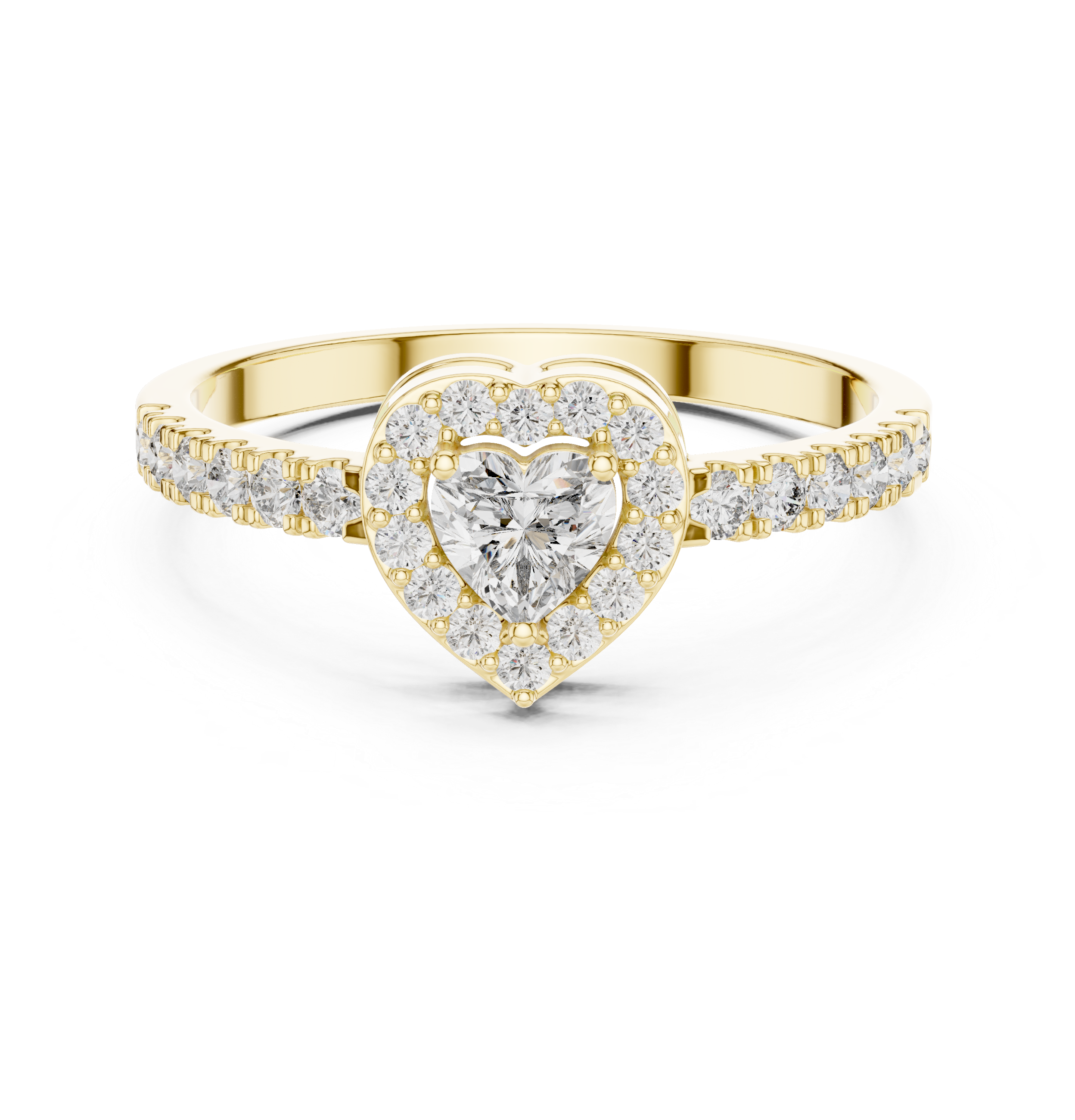 0.52 CT Heart Cut Diamond Halo Pavé Engagement Ring