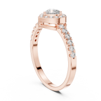 0.52 CT Heart Cut Diamond Halo Pavé Engagement Ring