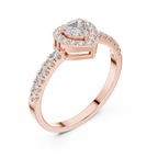 0.52 CT Heart Cut Diamond Halo Pavé Engagement Ring