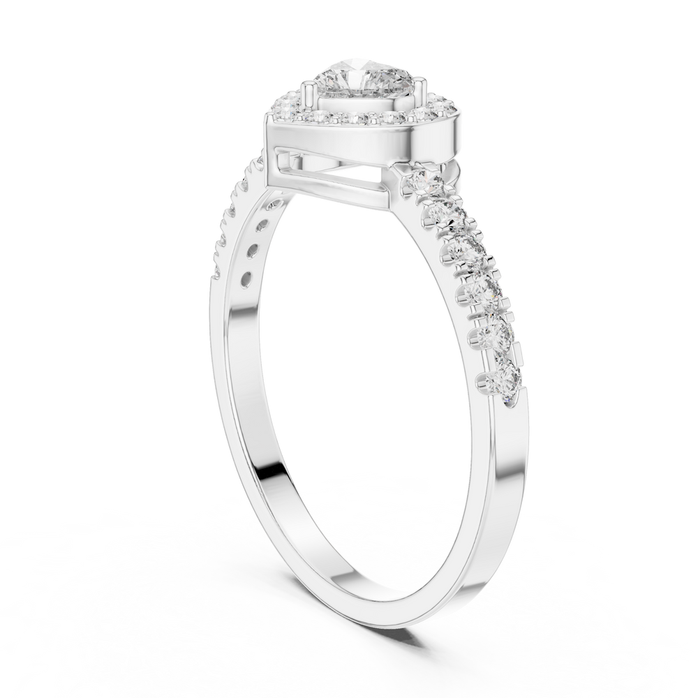 0.52 CT Heart Cut Diamond Halo Pavé Engagement Ring