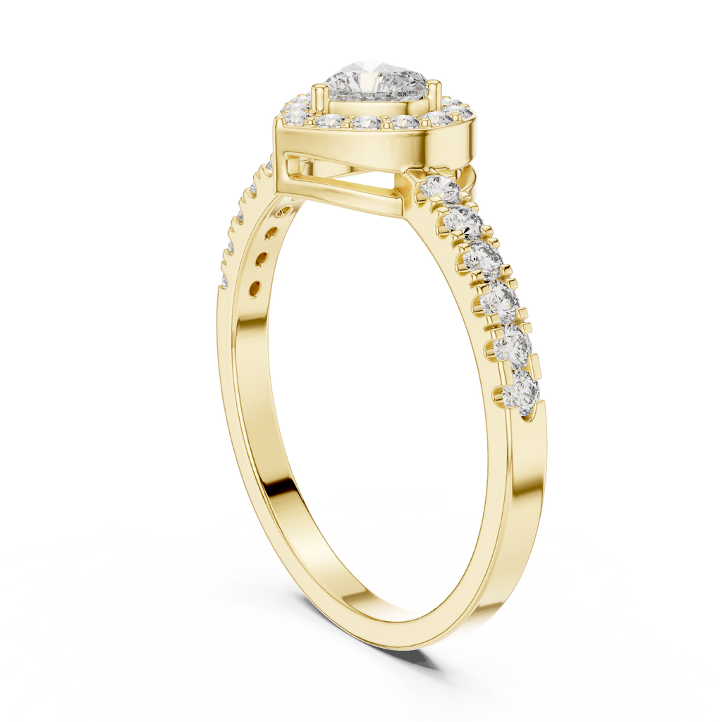 0.52 CT Heart Cut Diamond Halo Pavé Engagement Ring