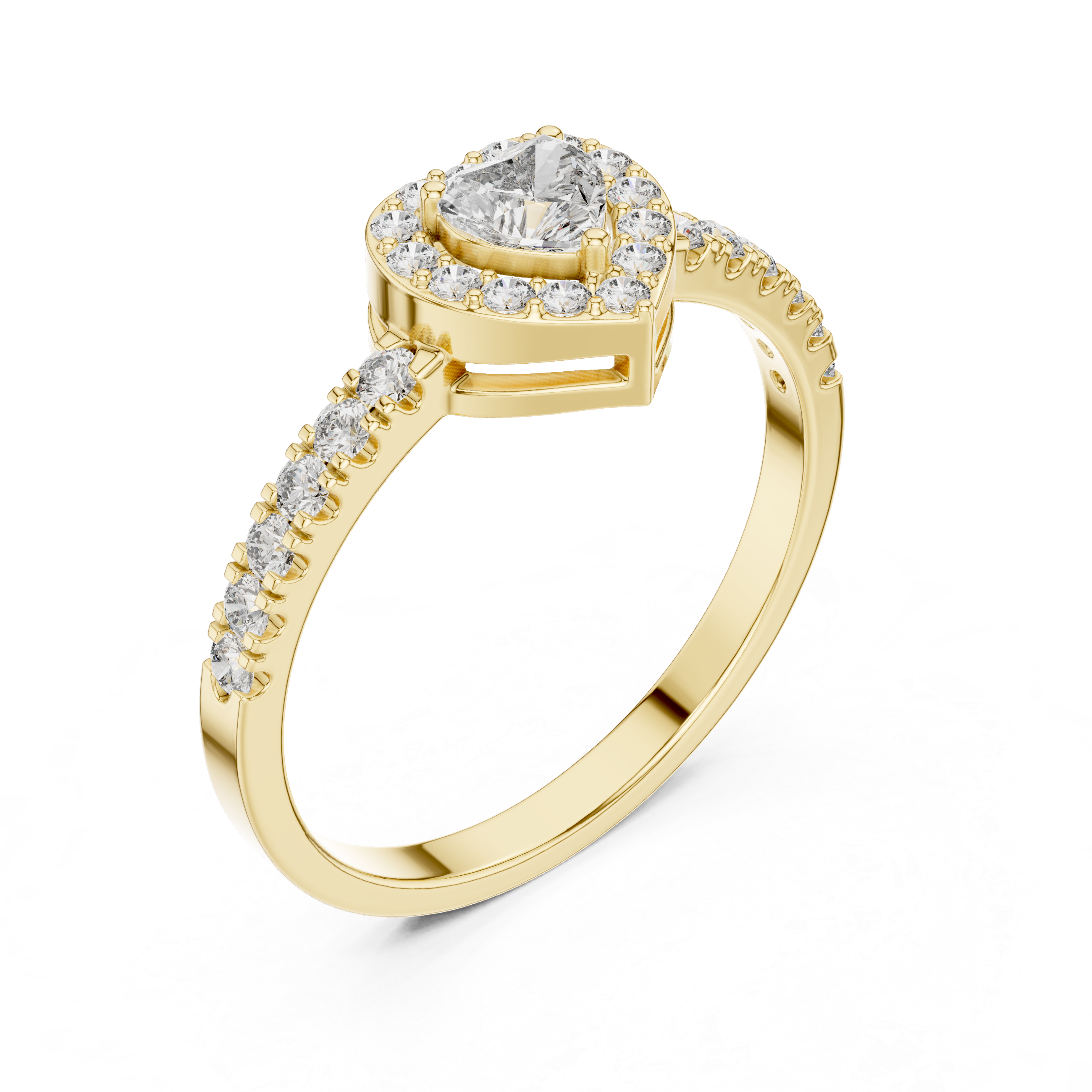 0.52 CT Heart Cut Diamond Halo Pavé Engagement Ring