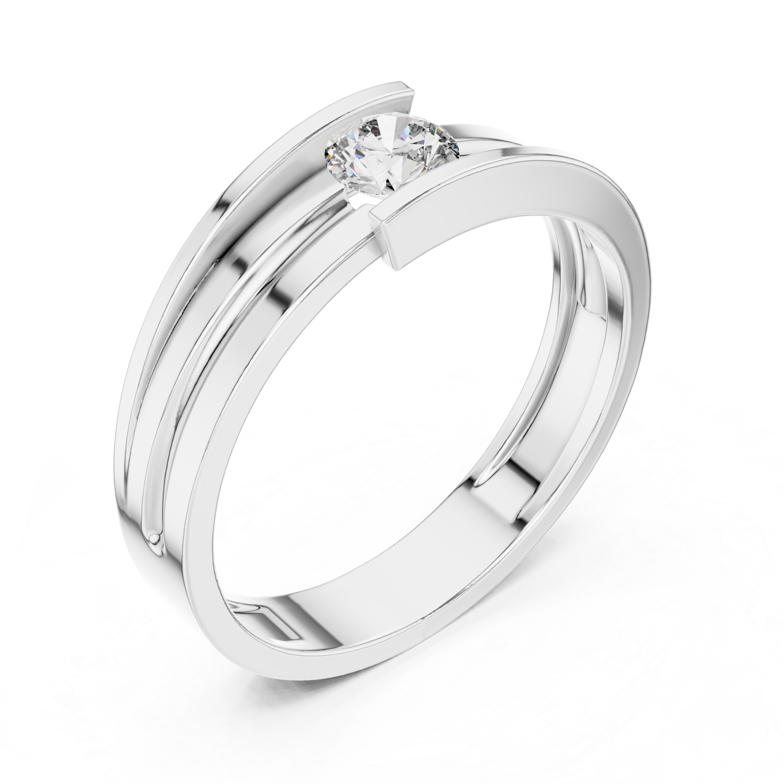 0.30 CT Round Cut Diamond Channel Set Wedding Band Ring