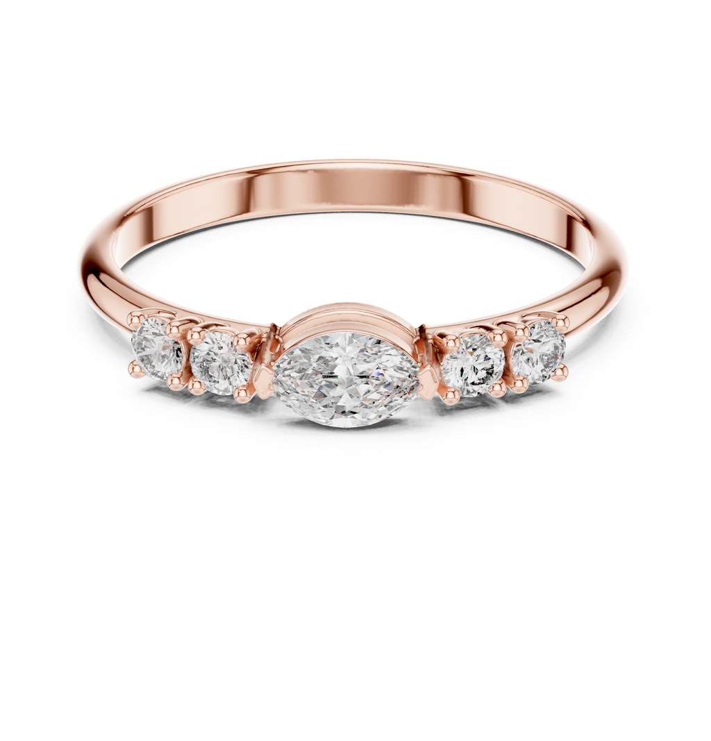 0.29 CT Marquise Cut Diamond Five Stone Ring