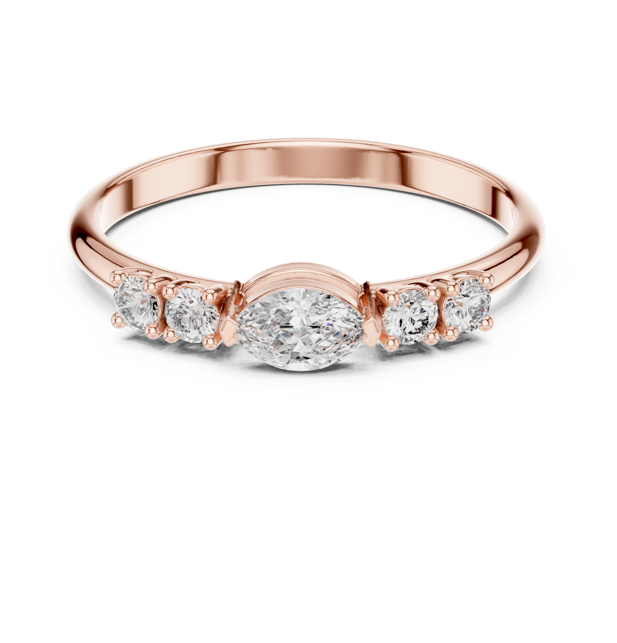 0.29 ct Marquise Cut Diamond Five Stone Ring – view 5 of 12, lab grown diamond ring | Jewelix Atelier