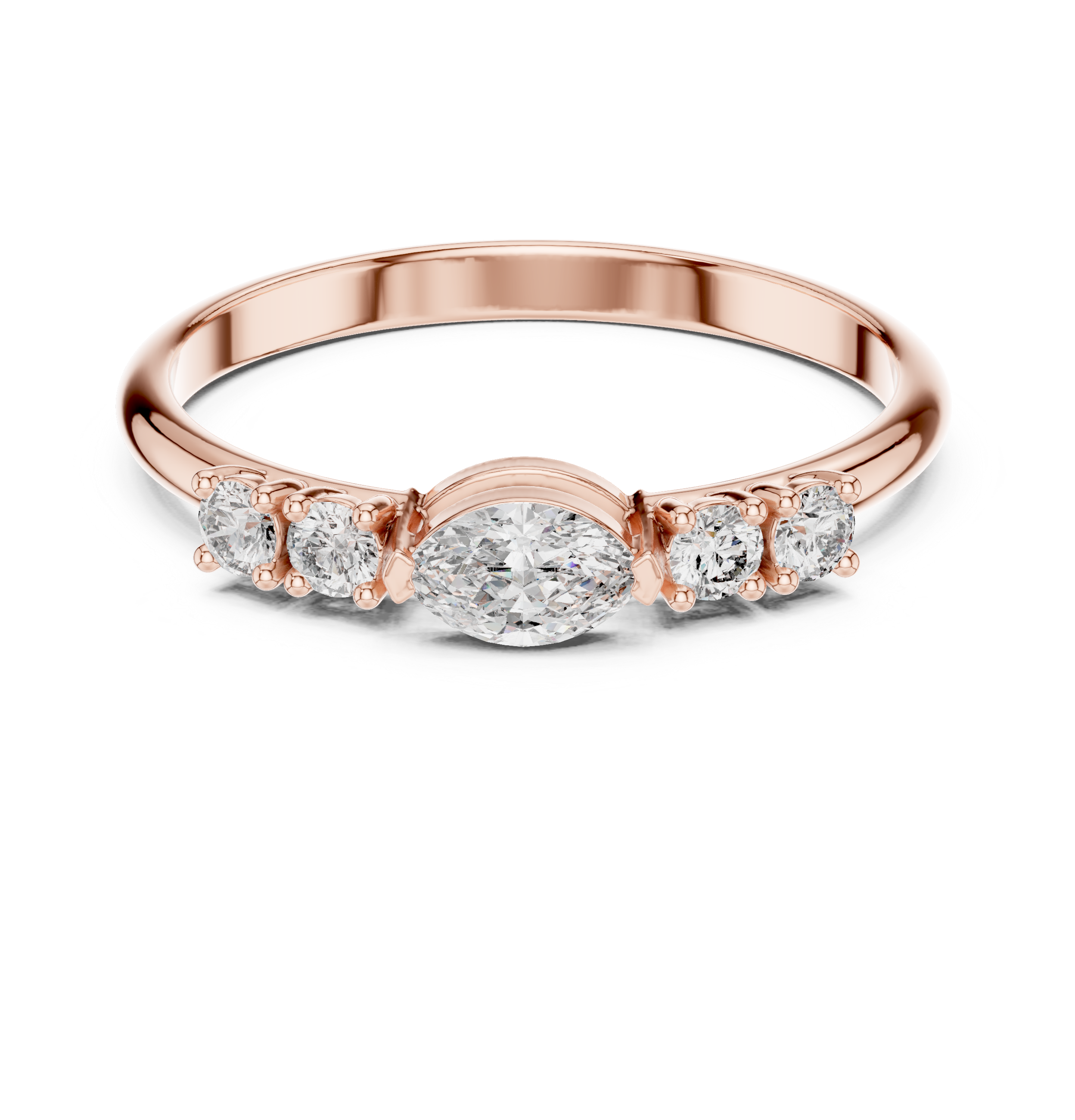 0.29 CT Marquise Cut Diamond Five Stone Ring