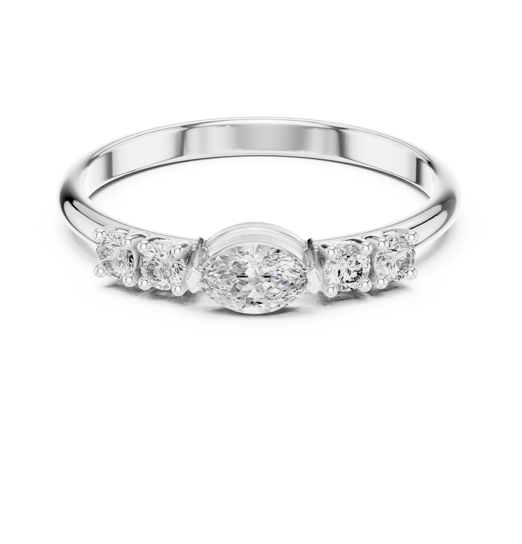 0.29 CT Marquise Cut Diamond Five Stone Ring
