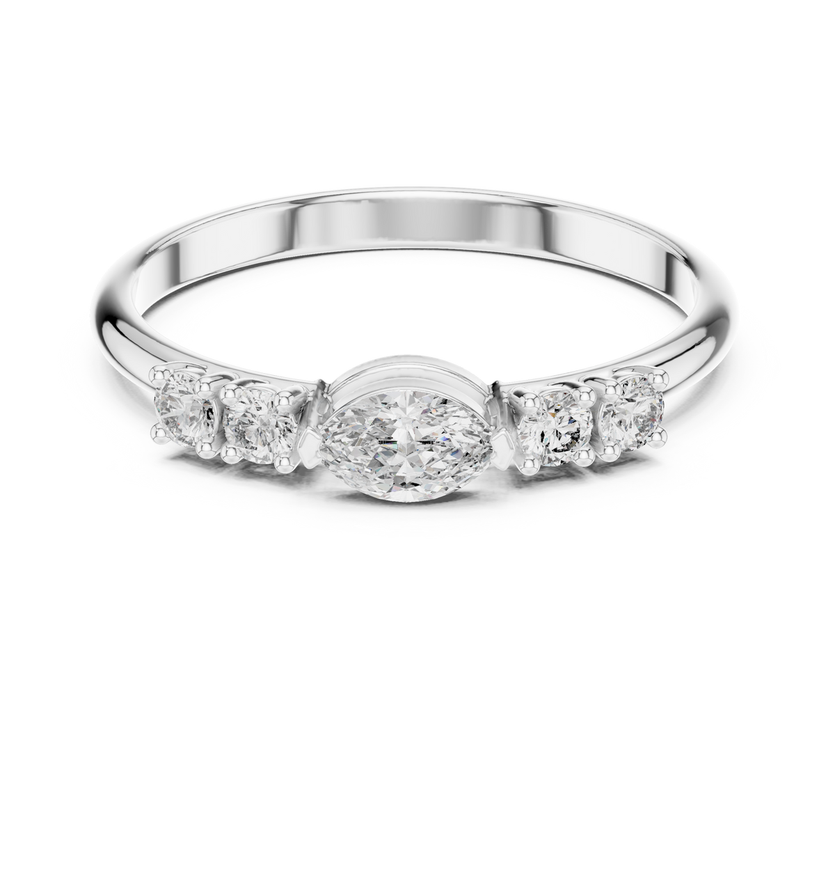 0.29 ct Marquise Cut Diamond Five Stone Ring – view 1 of 12, lab grown diamond ring | Jewelix Atelier